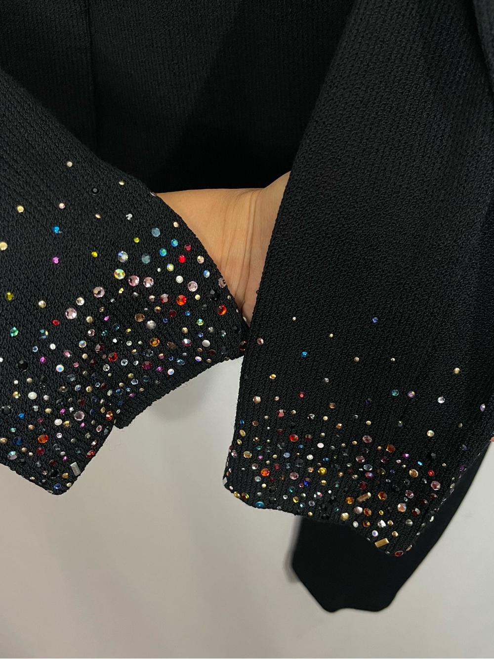 St John evening knit rhinestones embellished 2 pic set suit size 10 - Picture 7 of 11
